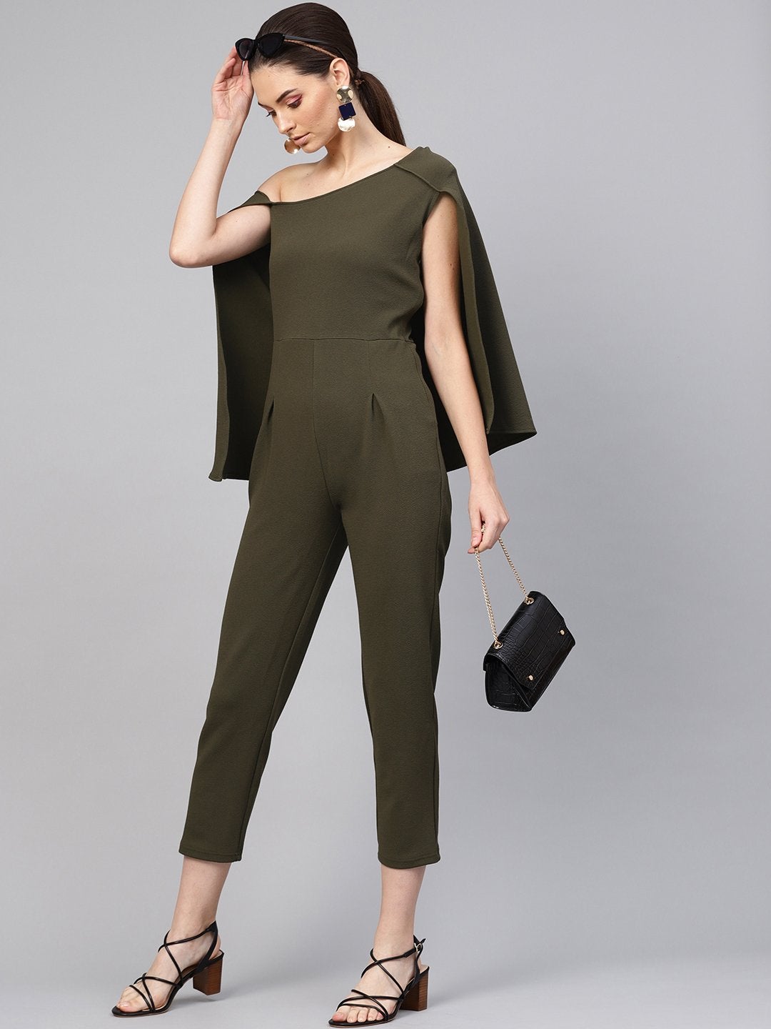 Women's Olive Cape Jumpsuit