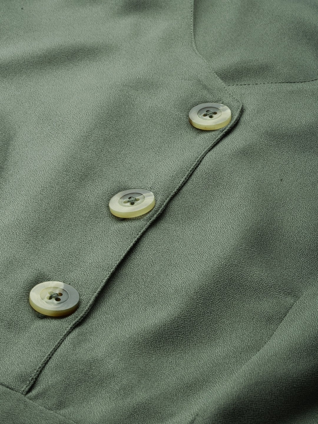 Women's Olive Sleevless Tapered Belted Jumpsuit