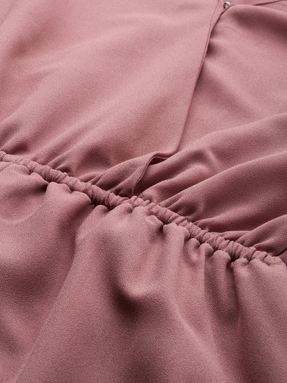 Women's Baked Pink Long Sleeve Wrap Playsuit