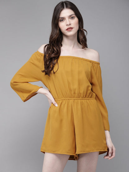 Women's Mustard Bardot Playsuit