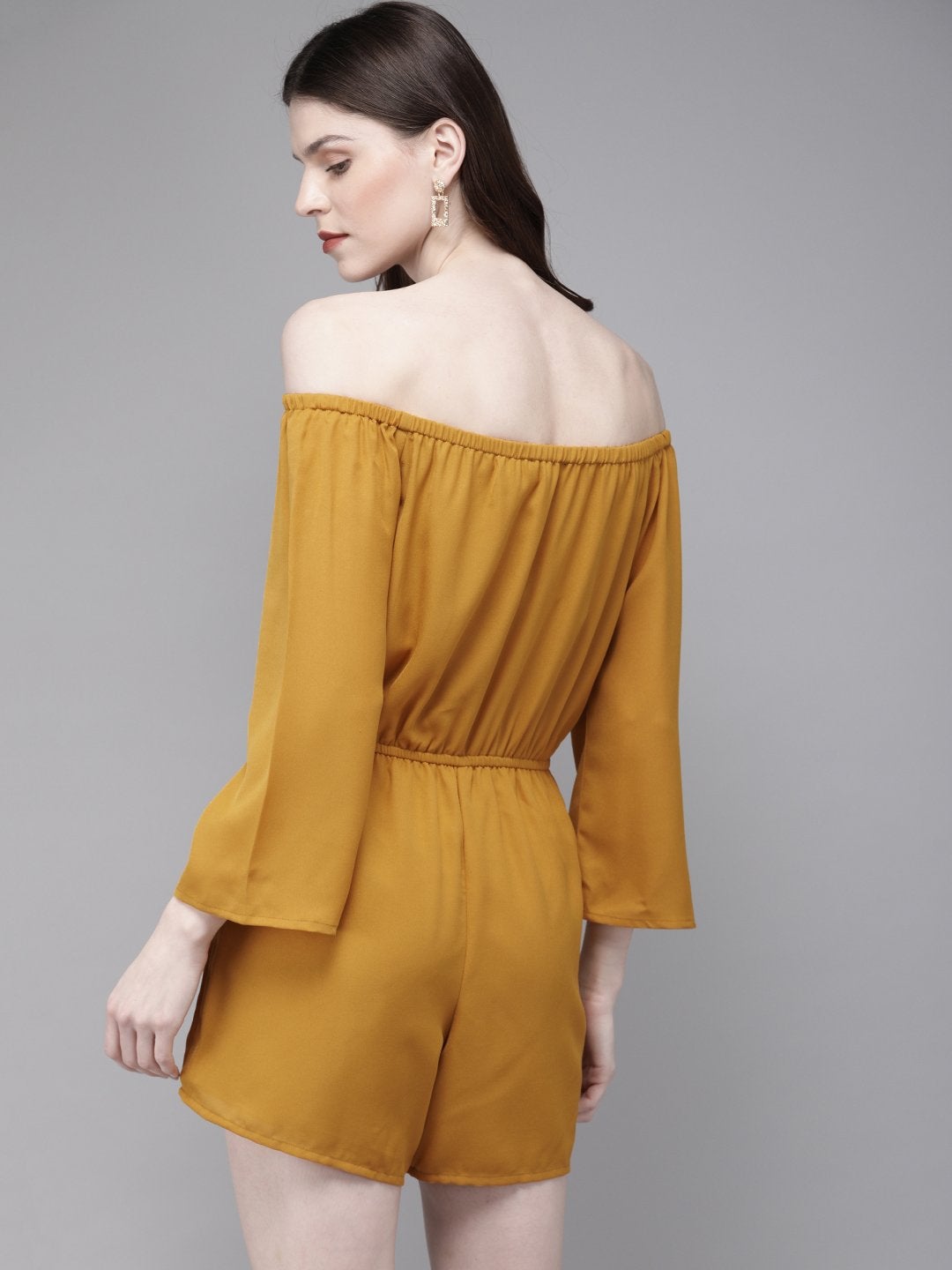 Women's Mustard Bardot Playsuit