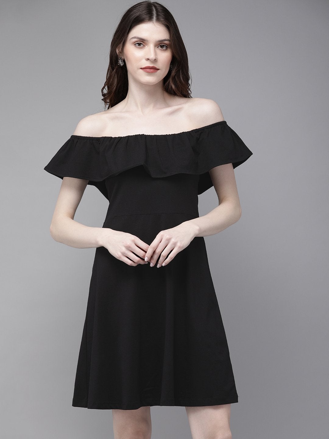 Women's Black Bardot Playsuit