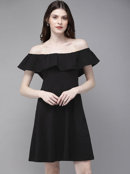 Women's Black Bardot Playsuit
