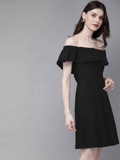 Women's Black Bardot Playsuit