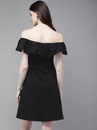 Women's Black Bardot Playsuit