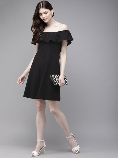 Women's Black Bardot Playsuit