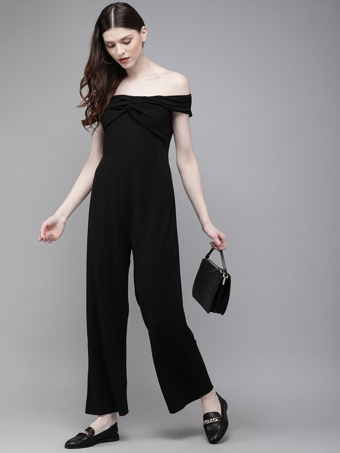 Women's Black Off Shoulder Jumpsuit