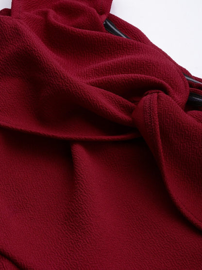 Women's Maroon Off Shoulder Jumpsuit