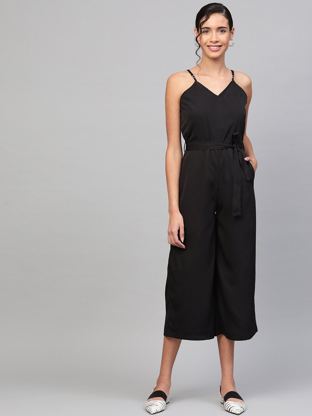 Women's Black Strappy Jumpsuit