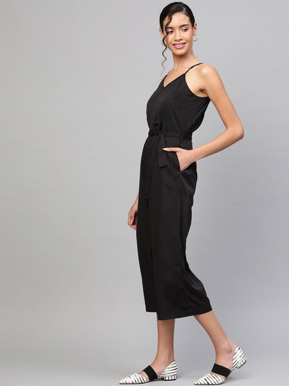 Women's Black Strappy Jumpsuit