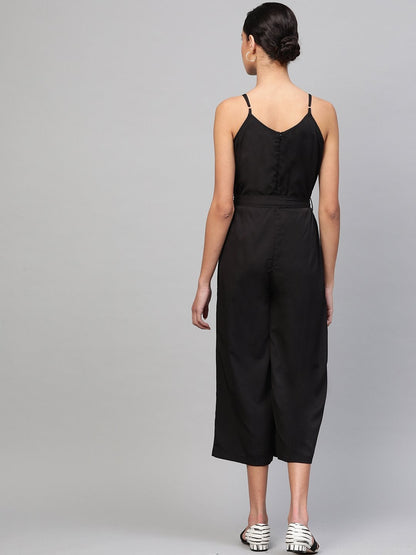 Women's Black Strappy Jumpsuit