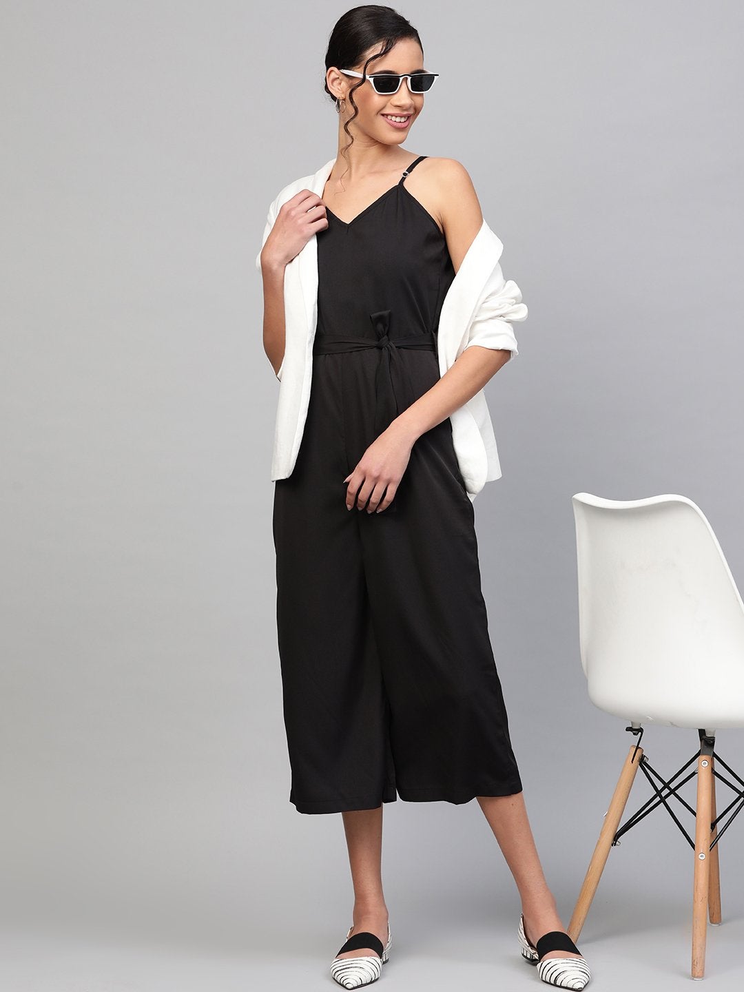 Women's Black Strappy Jumpsuit