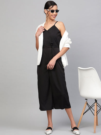 Women's Black Strappy Jumpsuit