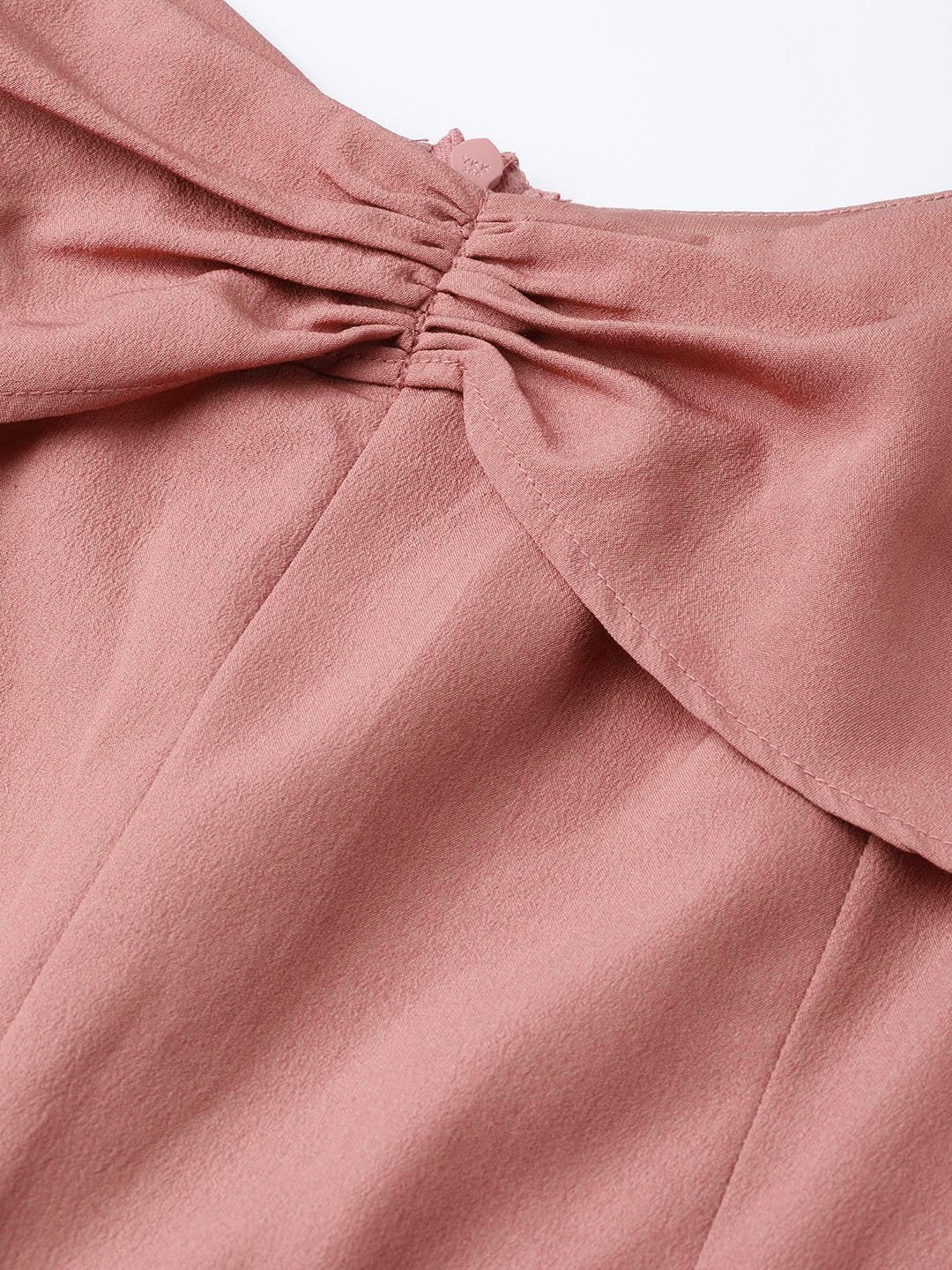 Women's Baked Pink Tie Up Sleeve Detail Jumpsuit