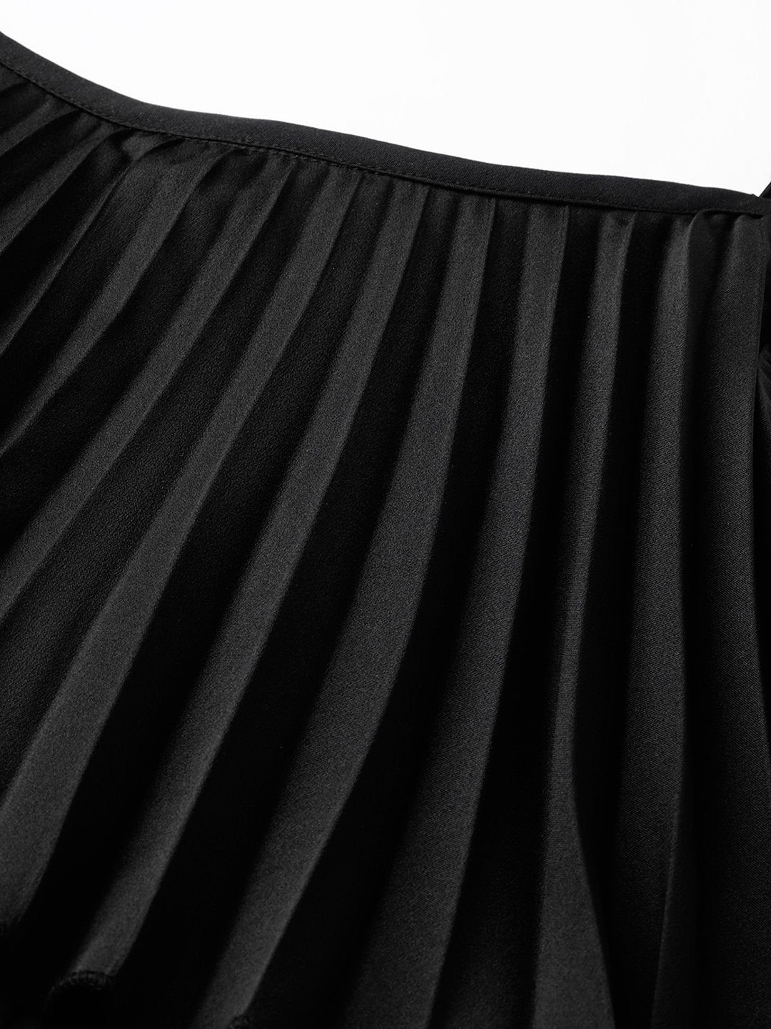 Women's Black Pleated Palazzo Jumpsuit