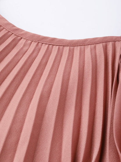 Women's Baked Pink Pleated Palazzo Jumpsuit