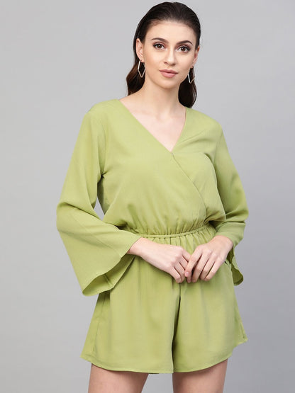Women's Mint Green Wrap Romper