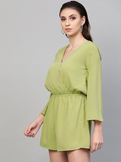 Women's Mint Green Wrap Romper