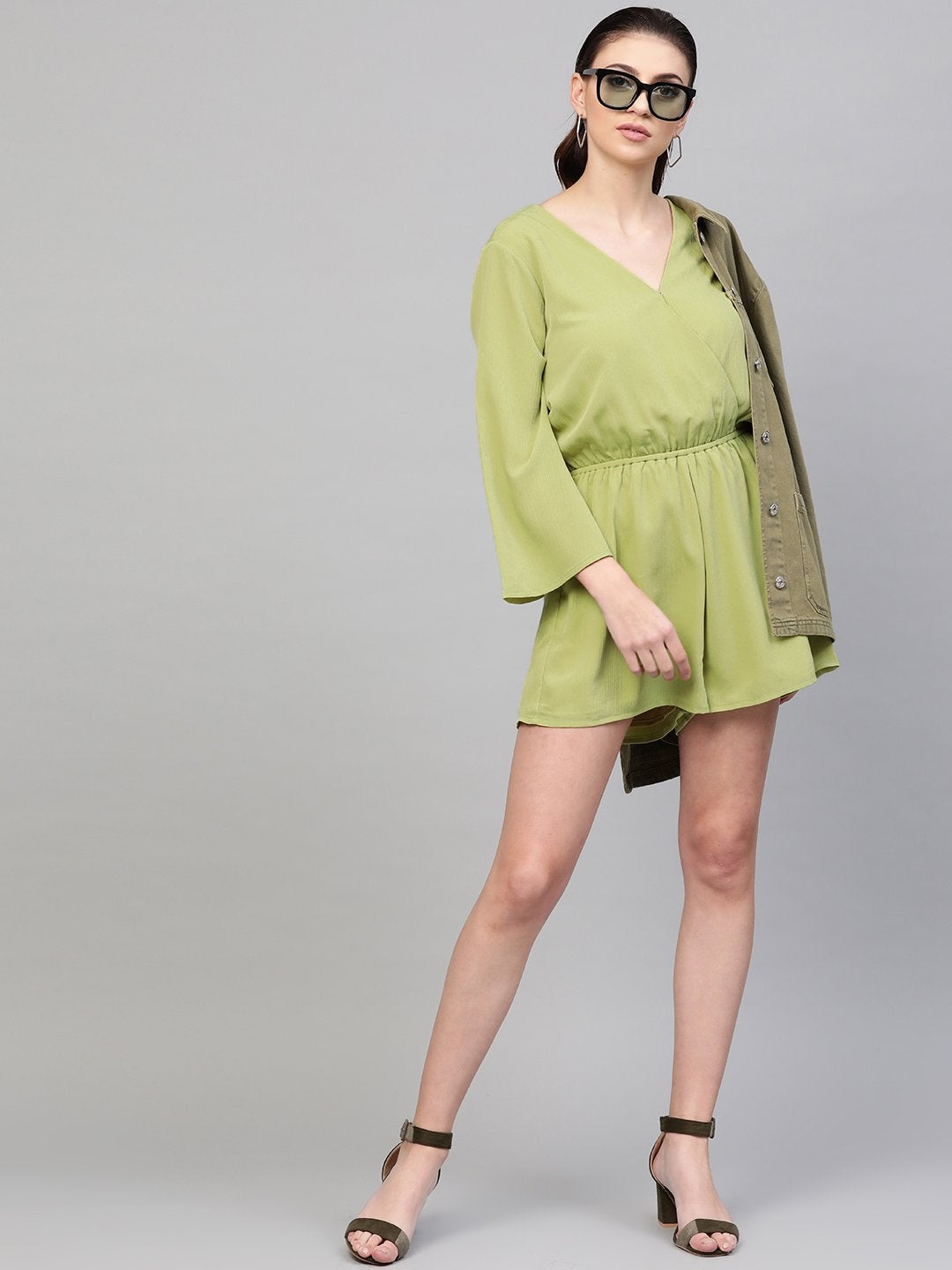 Women's Mint Green Wrap Romper