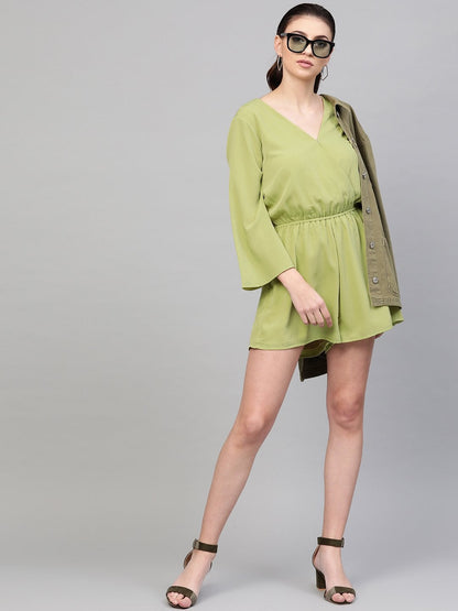 Women's Mint Green Wrap Romper