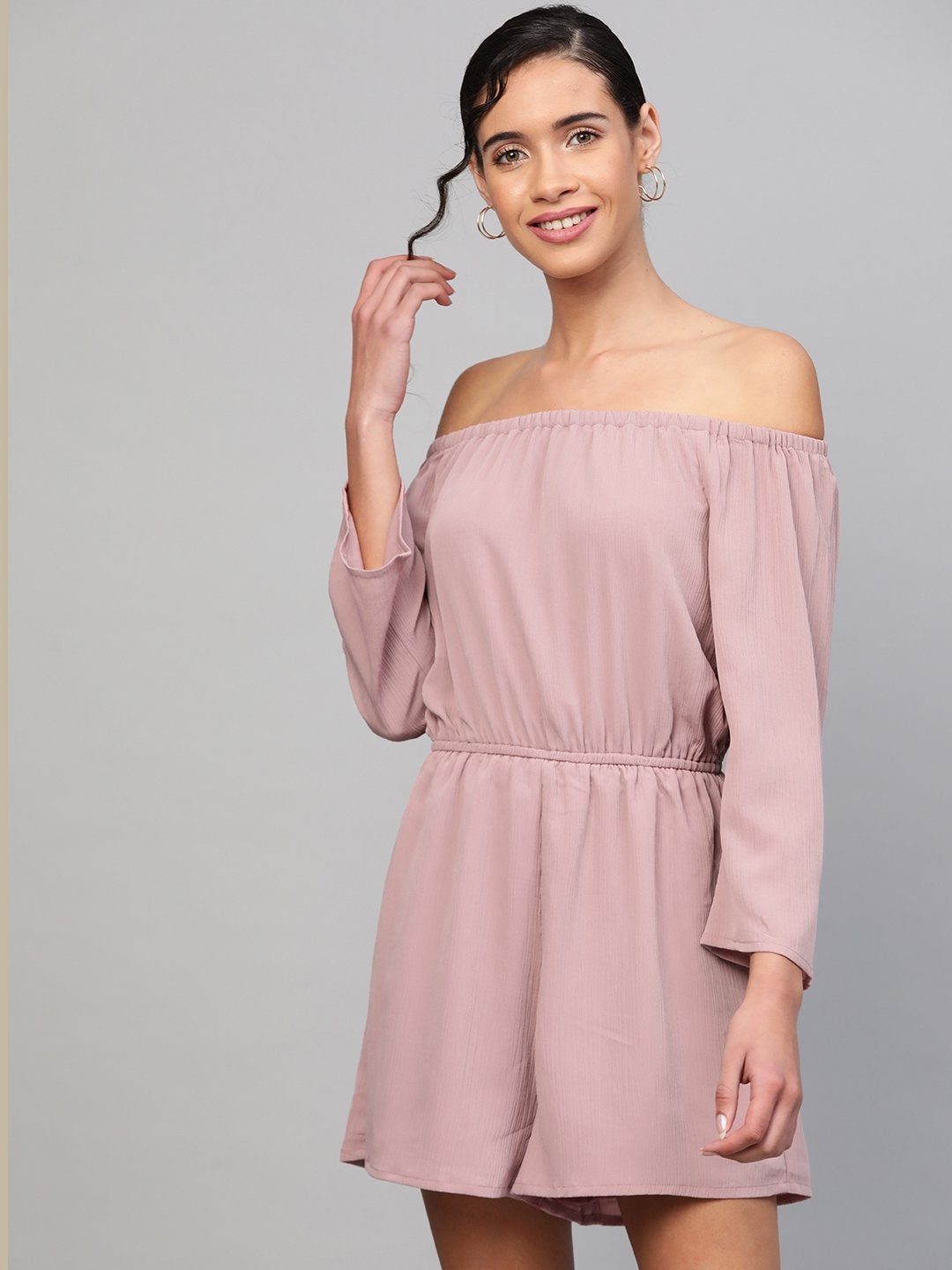 Women's Baked Pink Off Shoulder Romper