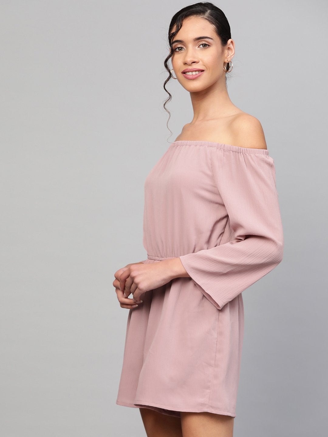 Women's Baked Pink Off Shoulder Romper