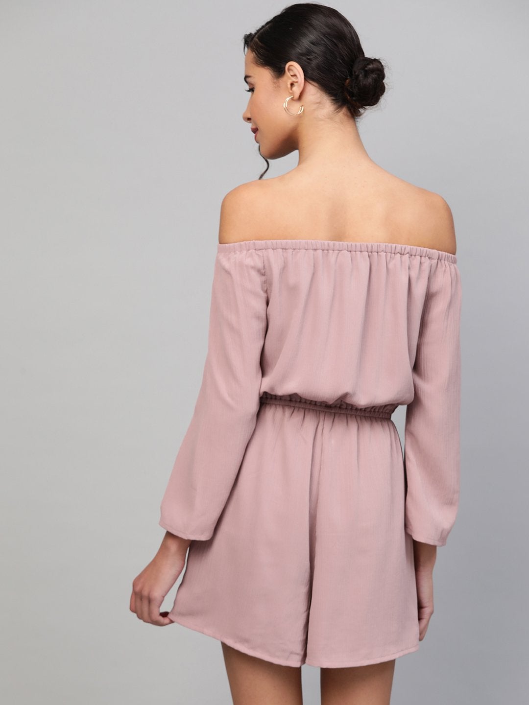 Women's Baked Pink Off Shoulder Romper