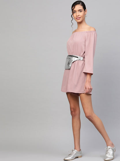 Women's Baked Pink Off Shoulder Romper