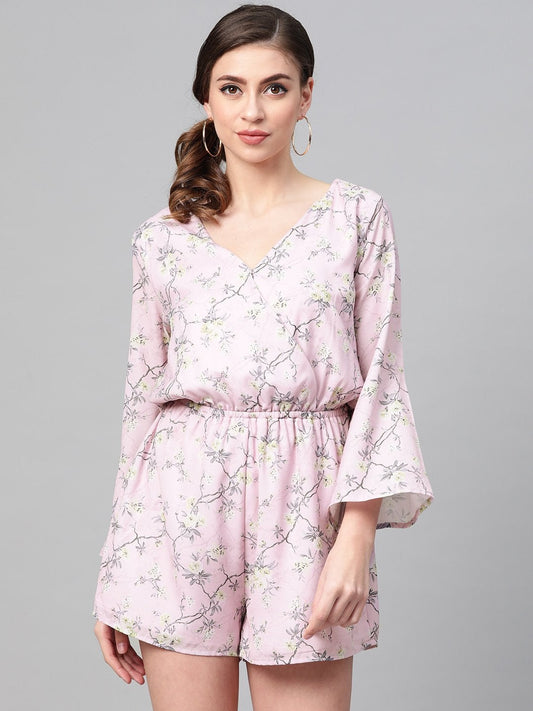 Women's Lilac Floral Wrap Romper