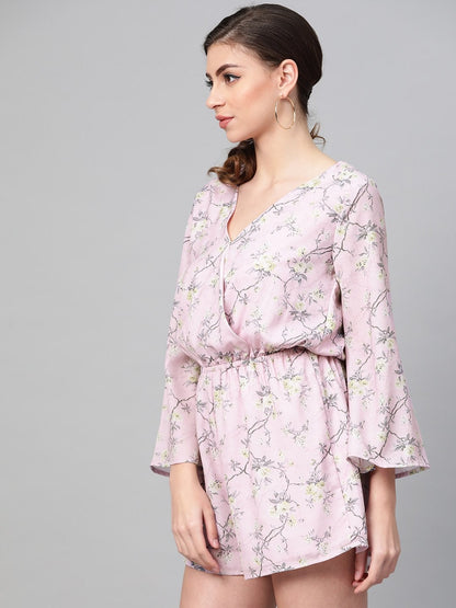 Women's Lilac Floral Wrap Romper