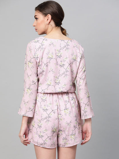 Women's Lilac Floral Wrap Romper
