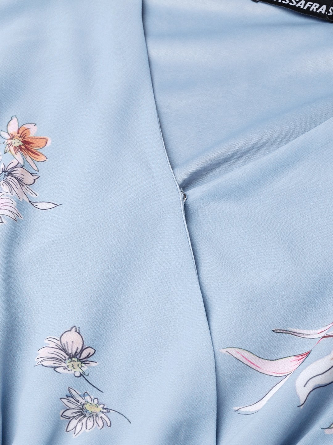 Women's Pale Blue Floral Wrap Romper