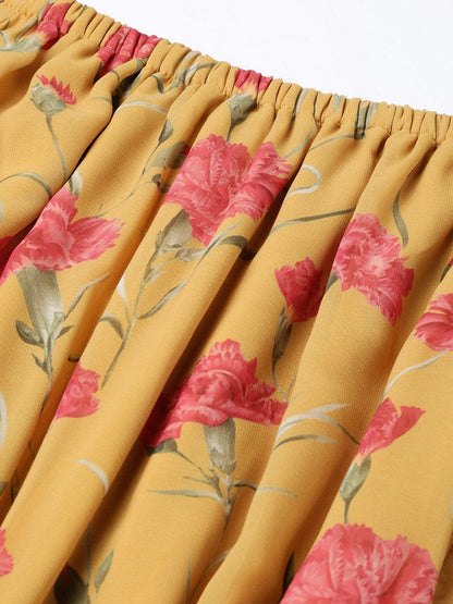 Women's Mustard Floral Off Shoulder Romper