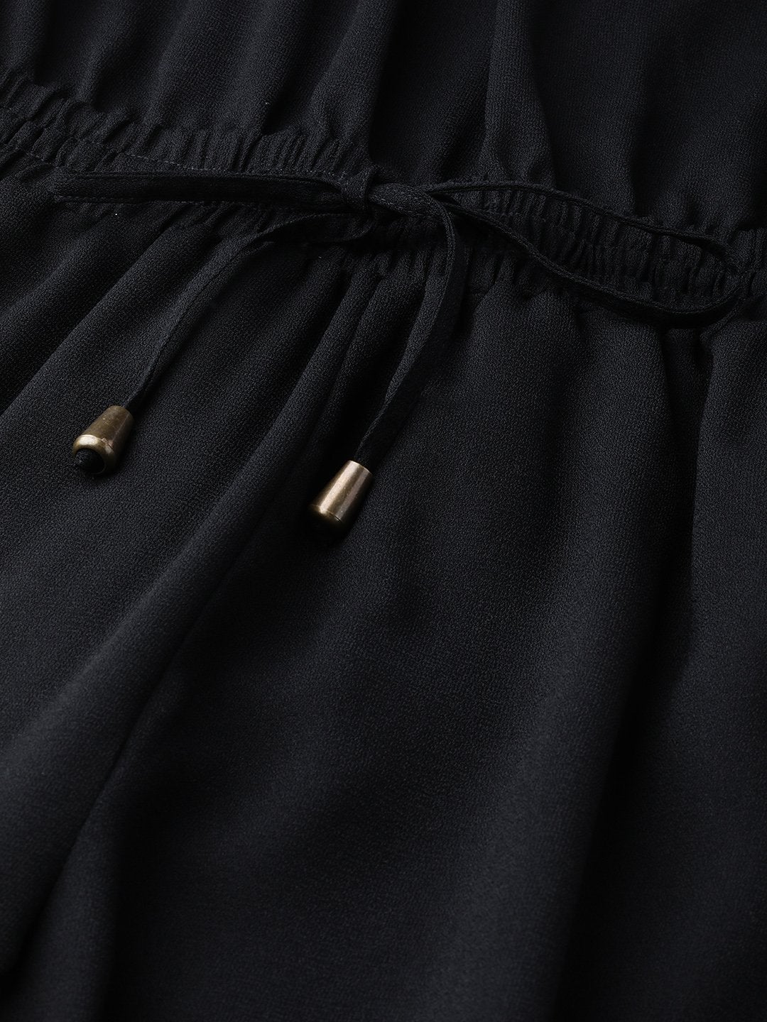 Women's Black Side Tape Tube Bardot Jumpsuit