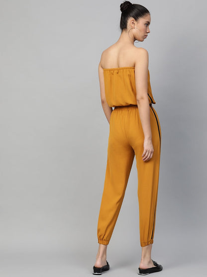 Women's Mustard Side Tape Tube Bardot Jumpsuit