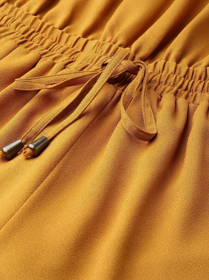 Women's Mustard Side Tape Tube Bardot Jumpsuit