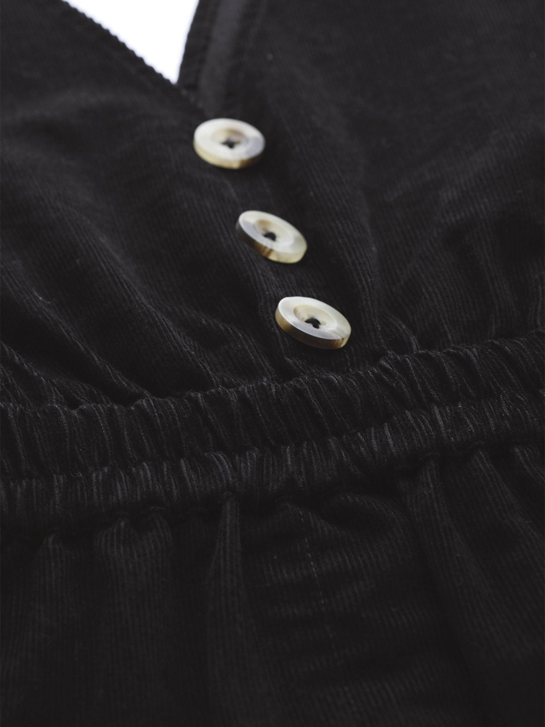 Women's Black Corduroy Buttoned Dungaree