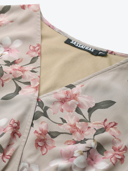 Women's Olive Floral Wrap Romper