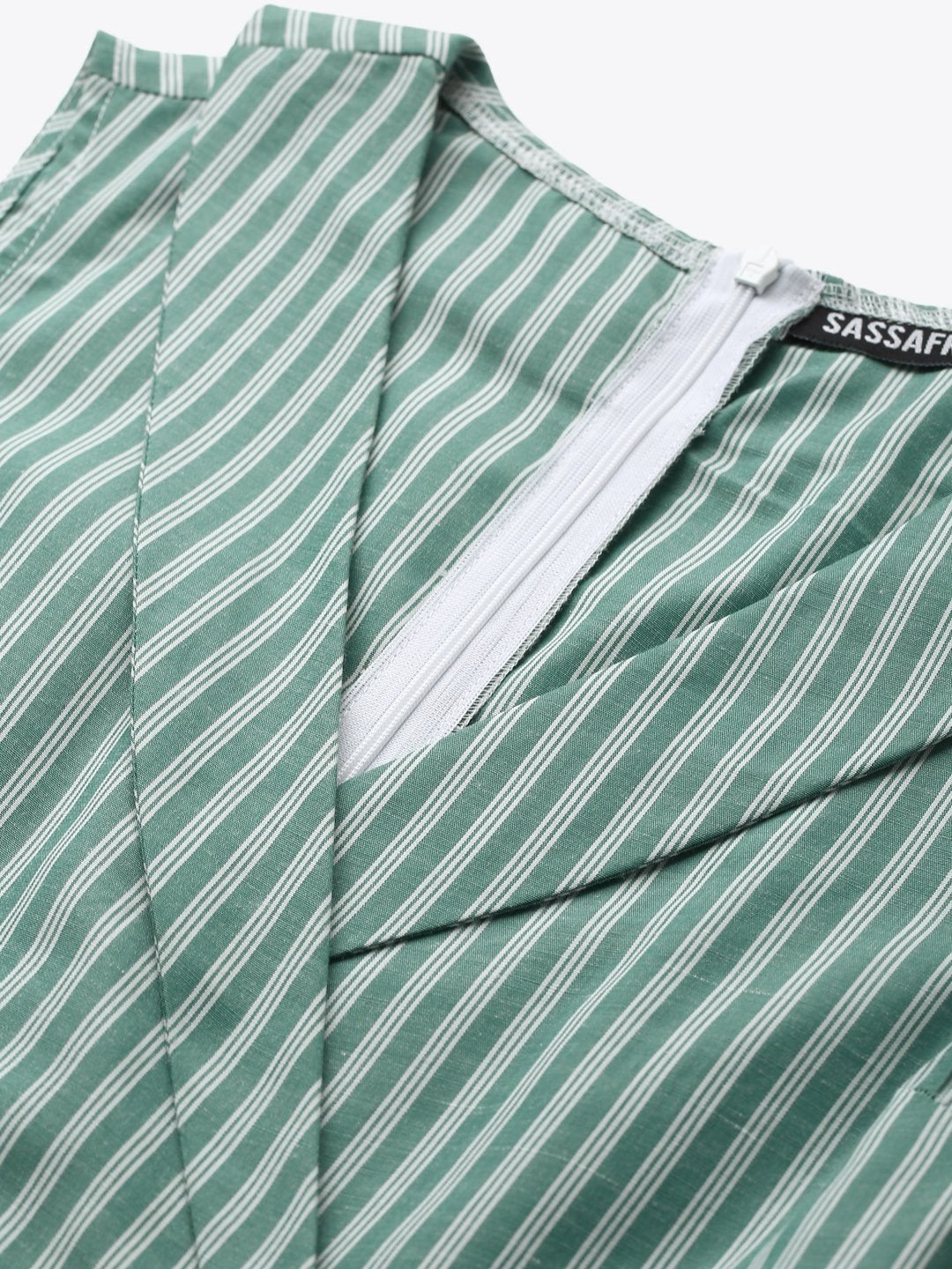 Women's Green Stripes Wrap Jumpsuit