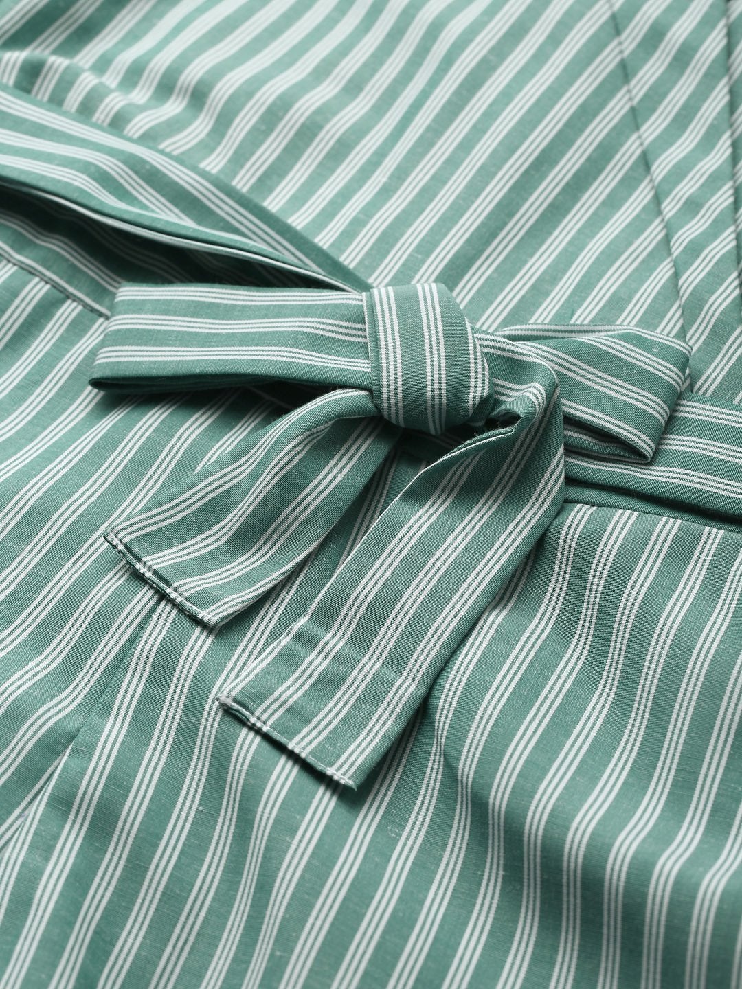Women's Green Stripes Wrap Jumpsuit