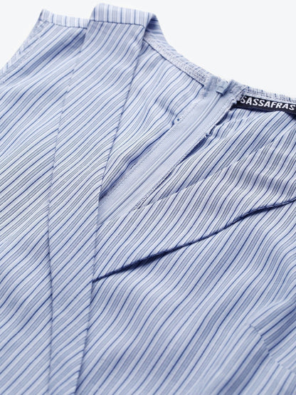 Women's Blue Stripes Wrap Jumpsuit