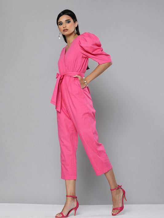 Women's Fuchsia Tapered Leg Jumpsuit