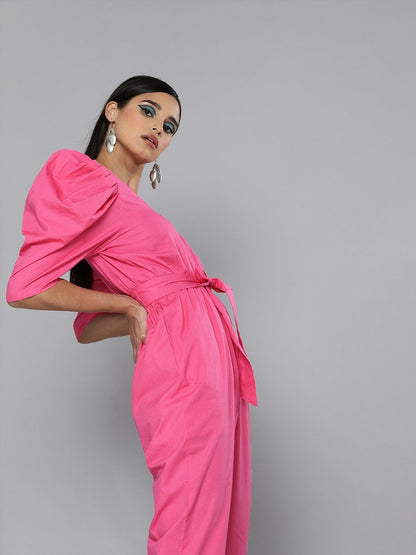 Women's Fuchsia Tapered Leg Jumpsuit