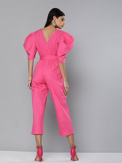 Women's Fuchsia Tapered Leg Jumpsuit