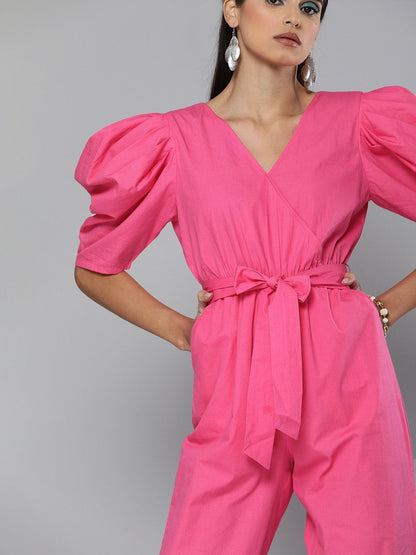 Women's Fuchsia Tapered Leg Jumpsuit