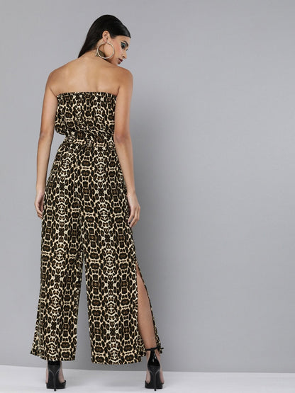 Women's Black Cheetah Tube Jumpsuit
