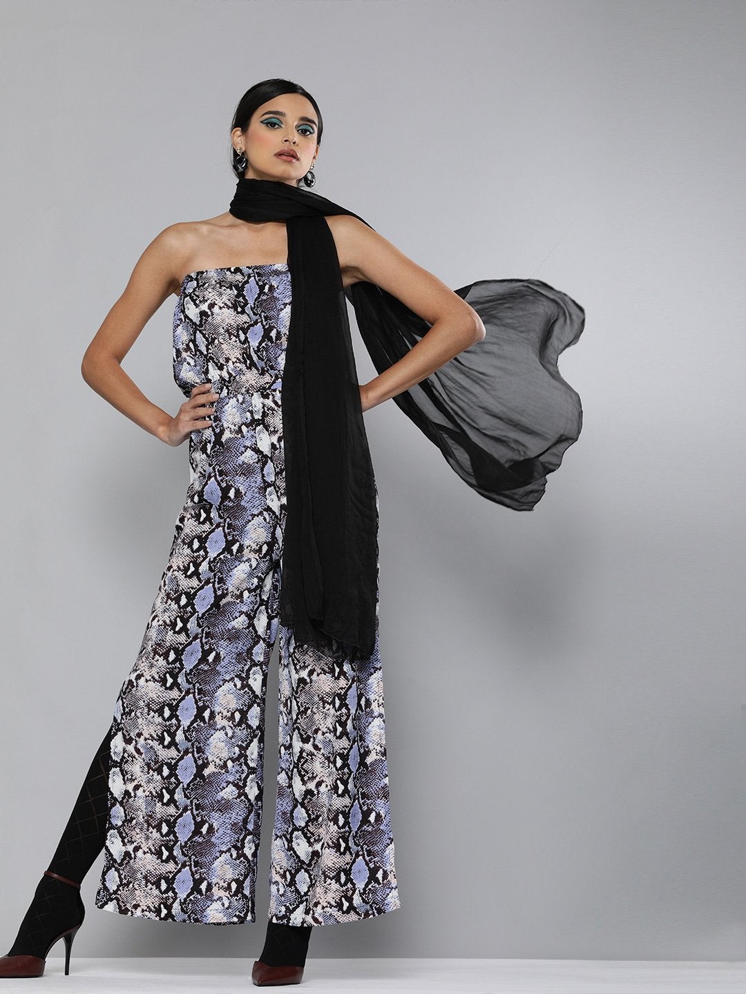 Women's Blue Python Tube Jumpsuit