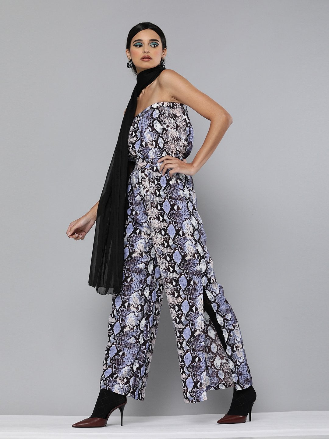 Women's Blue Python Tube Jumpsuit