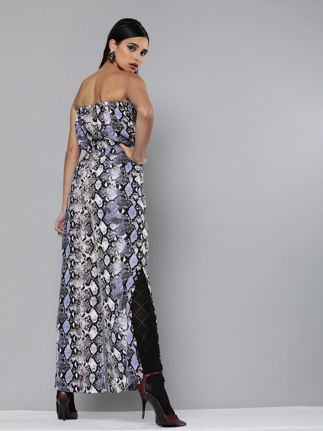Women's Blue Python Tube Jumpsuit