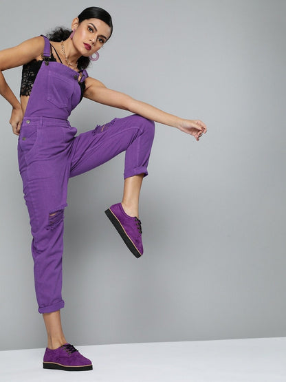 Women's Purple Slouchy Denim Dungaree